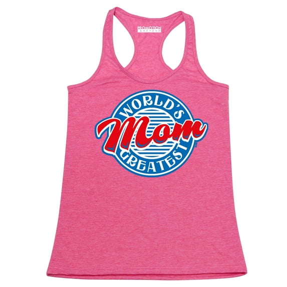 P&B World's Greatest Mom Funny Women's Tank Top, Heather Pink, 2XL
