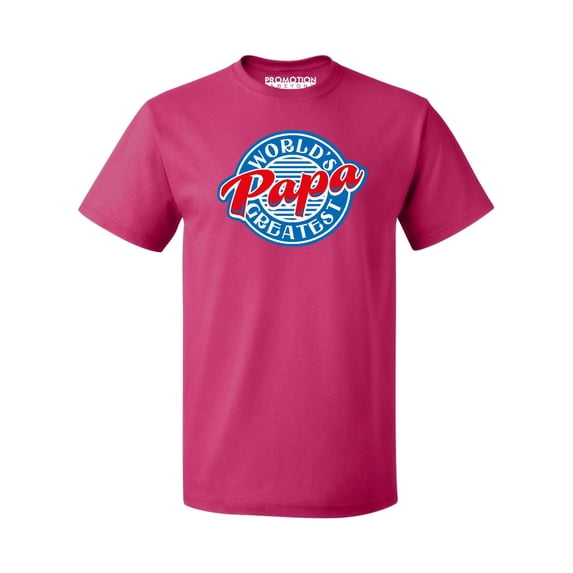 P&B World's Greatest Papa Funny Men's T-shirt, Cyber Pink, L