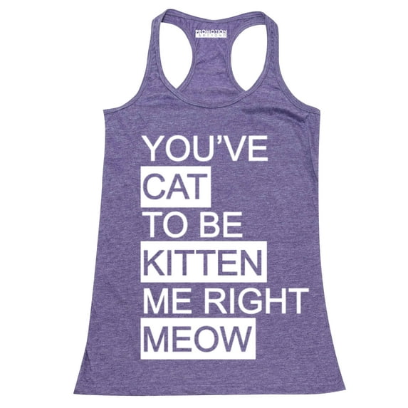 P&B You Cat to Be Kitten Me Right Meow Women's Tank Top, Heather Purple, L
