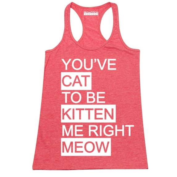 P&B You Cat to Be Kitten Me Right Meow Women's Tank Top, Heather Red, M