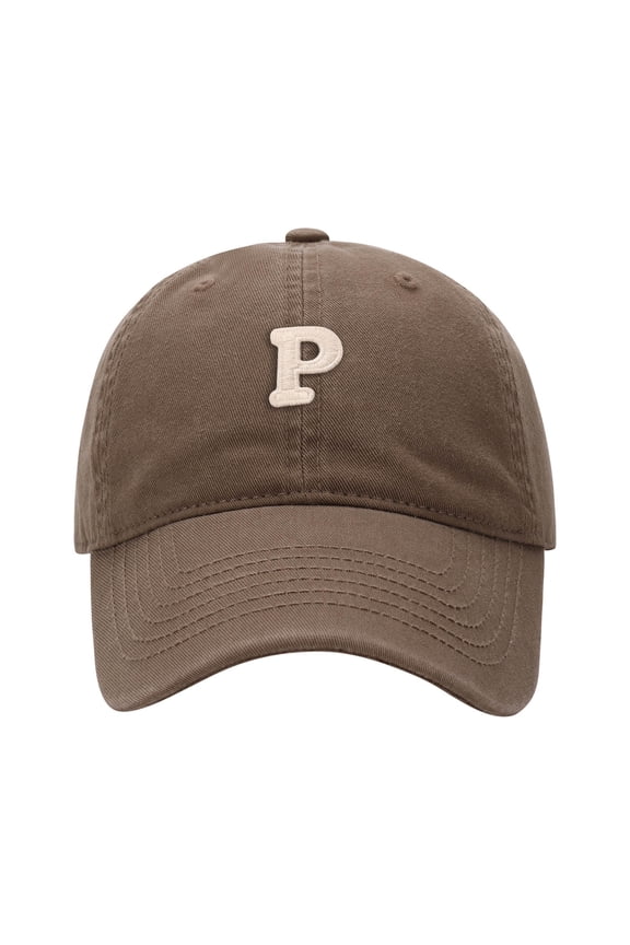 P Badge Versatile Soft Top Baseball Cap Casual Outdoor Sun Protection Adjustable Visor Hat Style One