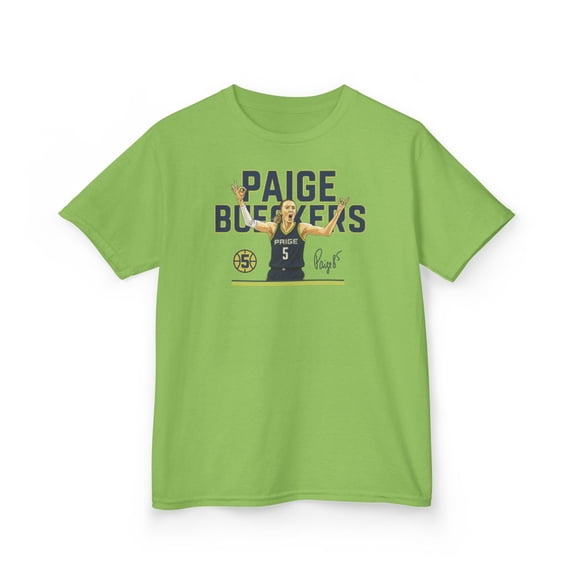 P-Bueckers #5 Basketball Cartoon Kids Heavy Cotton Tee-KWBPB506B-Lime-XS