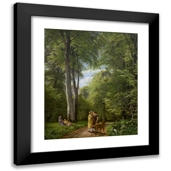 P. C. Skovgaard 12x14 Black Modern Framed Museum Art Print Titled - A Beech Wood in May Near Iselingen Manor, Zealand