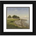 thumbnail image 1 of P. C. Skovgaard 13x12 Black Ornate Wood Framed Double Matted Museum Art Print Titled: Hojup Church on the Cliffs of Stevns, Zealand (1841 - 1842), 1 of 5
