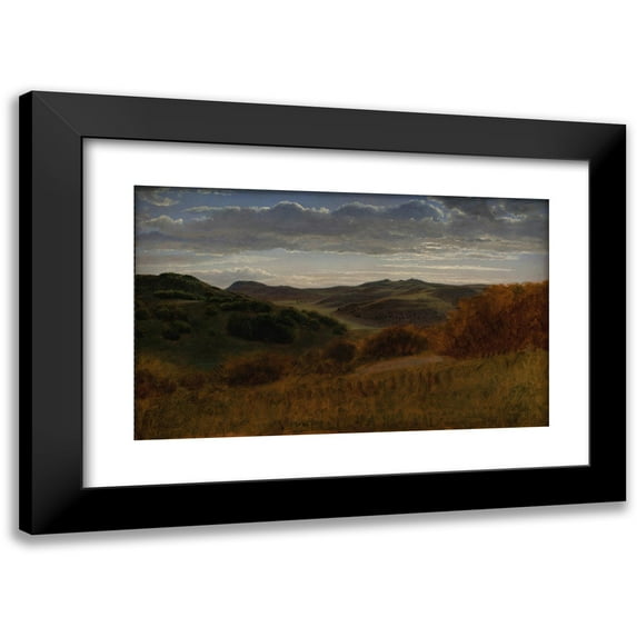 P. C. Skovgaard 14x11 Black Modern Framed Museum Art Print Titled - Hills Behind the Moen Cliff (1846 - 1851)