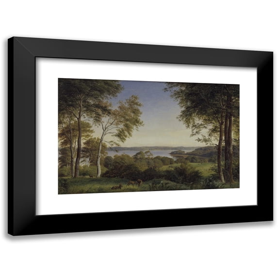 P. C. Skovgaard 14x11 Black Modern Framed Museum Art Print Titled - View of Skarre so (1844 - 1845)