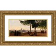 thumbnail image 1 of P. C. Skovgaard 14x8 Gold Ornate Wood Frame and Double Matted Museum Art Print Titled - View from Monte Pincio Hill in Rome (&nbsp;1861), 1 of 4