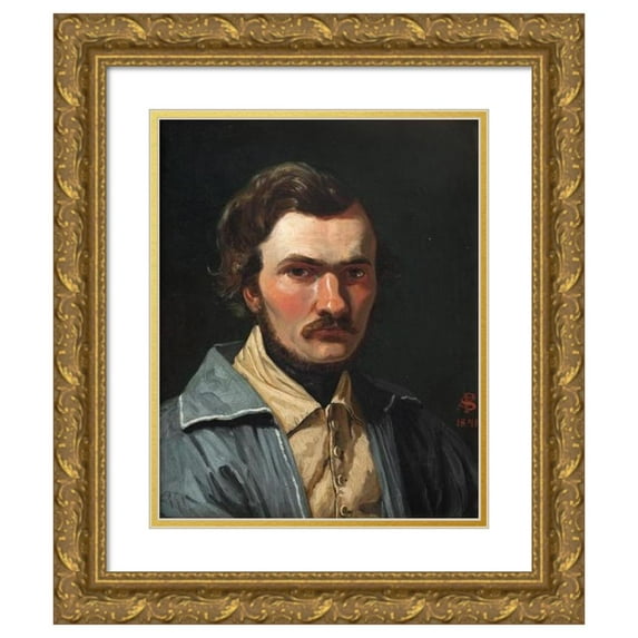 P. C. Skovgaard 15x18 Gold Ornate Wood Frame and Double Matted Museum Art Print Titled - The Painter J.Th. Lundbye (1840 - 1841)
