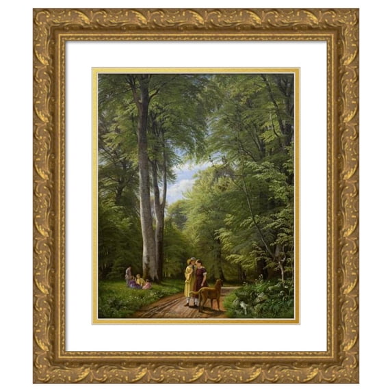 P. C. Skovgaard 20x23 Gold Ornate Framed and Double Matted Museum Art Print Titled - A Beech Wood in May Near Iselingen Manor, Zealand
