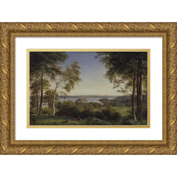 P. C. Skovgaard 24x17 Gold Ornate Framed and Double Matted Museum Art Print Titled - View of Skarre so (1844 - 1845)