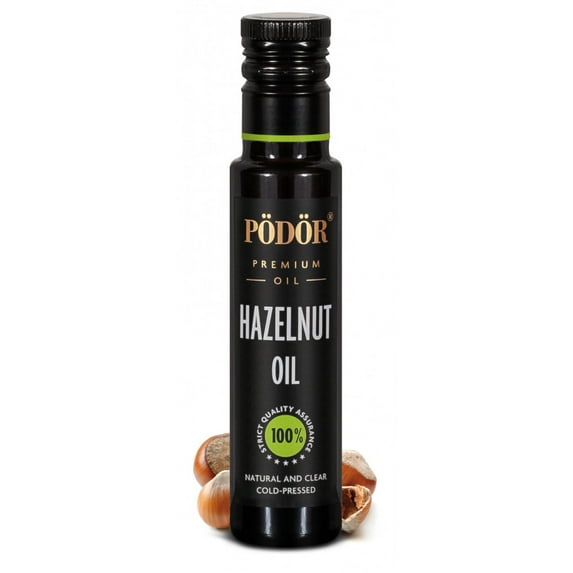 PÖDÖR Premium Hazelnut Oil from Piedmont Hazelnuts - 8.4 fl. Oz. - Cold-Pressed, 100% Natural, Unrefined and Unfiltered, Vegan, Gluten-Free, Non-GMO in Glass Bottle