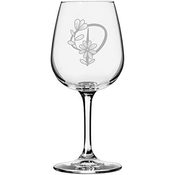 P Daishy Daisy Monogram Etched 12.75oz All Purpose Libbey Wine Glass