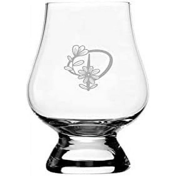 P Daishy Daisy Monogram Etched 2.5oz Glencairn Wee Whisky Glass