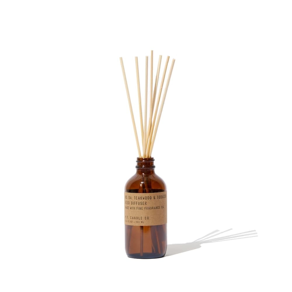 Teakwood & Tobacco Amber Glass Reed Diffuser 3.5 fl oz