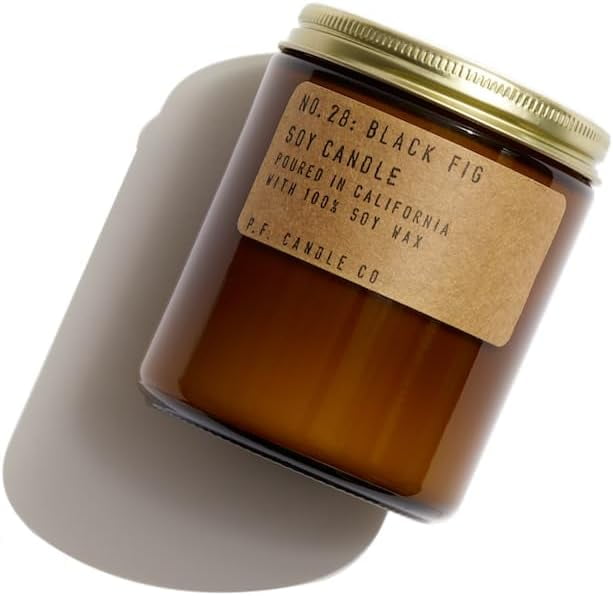P.F. Candle Co. Standard Candle - Black Fig (7.2 oz Soy Wax, 40-50 Hour Burn Time, Amber Glass Jar)