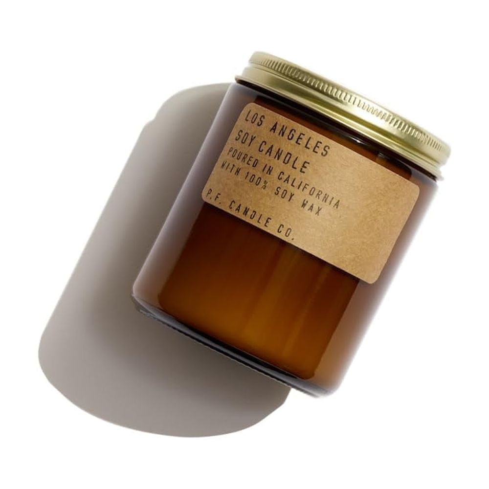 P.F. Candle Co. Standard Candle - Los Angeles (7.2 oz Soy Wax, 40-50 Hour Burn Time, Amber Glass Jar)