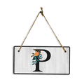 thumbnail image 1 of P Flower Decor 5x10 Hanging Wall or Door Sign | Alphabet Letter Room Decoration, 1 of 7