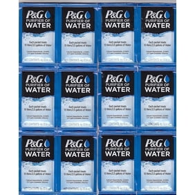 P&G Purifier of Water Portable Purification Packets, Emergency Drinking Powder for Camping, Hiking, Backpacking, and Travel (12 pack)