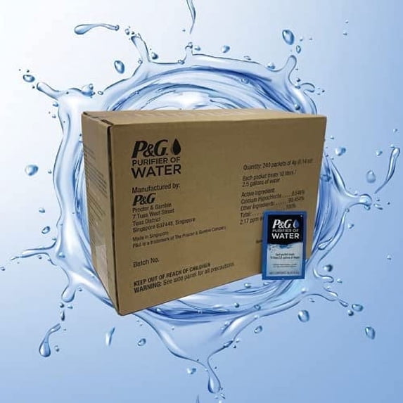 P&G Purifier of Water Portable Purification Packets, Emergency Drinking Powder for Camping, Hiking, Backpacking, and Travel (240 pack)