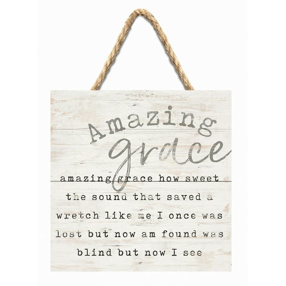 P. Graham Dunn Amazing Grace Whitewash 7 x 7 Inch Wood Pallet Wall Hanging Sign