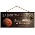 thumbnail image 1 of P. Graham Dunn Basketball I Can Do Everything Through Him Wooden Sign with Jute Rope Hanger, 1 of 3