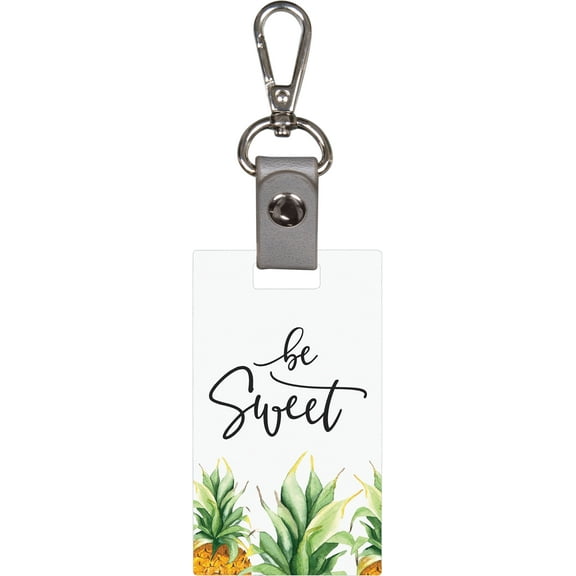 P. Graham Dunn Be Sweet Pineapple Tropical Yellow 4 x 2 Wood and Metal Lobster Claw Key Chain