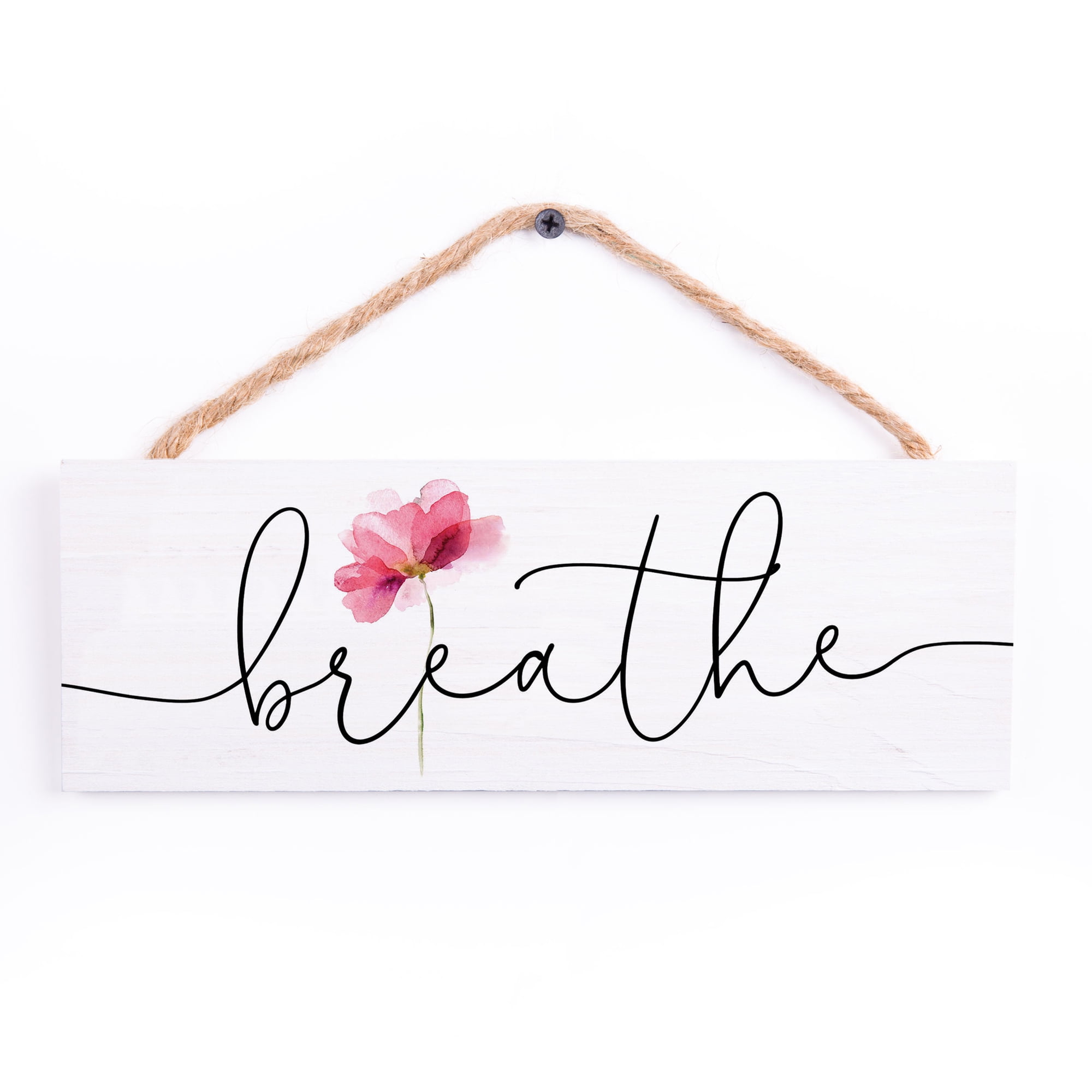 P. Graham Dunn Breathe Floral Pink 10 x 3.4 Pine Wood Decorative String