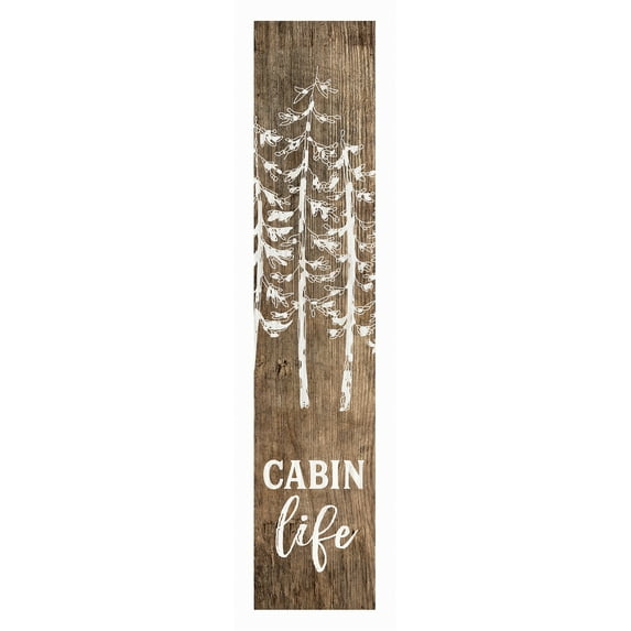 P. Graham Dunn Cabin Life Trees Brown Rustic 7.25 x 1.5 Inch Pine Wood Vertical Tabletop Block Sign