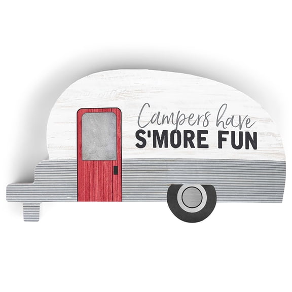P. Graham Dunn Campers Have S'More Fun Trailer Grey 5 x 2.75 Pine Wood Small Tabletop Plaque