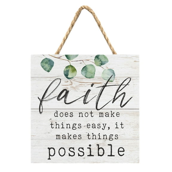 P. Graham Dunn Faith Makes Things Possible Whitewash 7 x 7 Inch Wood Pallet Wall Hanging Sign