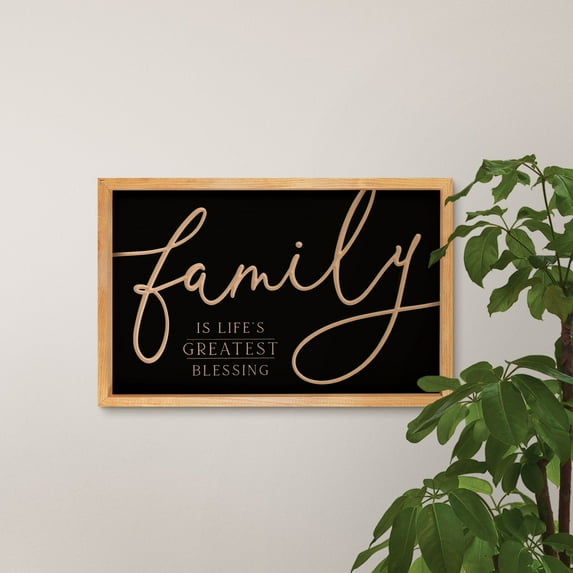 P. Graham Dunn Family Is Life's Greatest Blessing Carved Framed Art Sign, Laundry Sign, Family Wall Art, Pantry Signs Wall Decor, Kitchen Art, Bar Signs