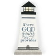 thumbnail image 1 of P. Graham Dunn God Guides He Provides Lighthouse White 5.25 x 2.75 Pine Wood Small Tabletop Plaque, 1 of 6