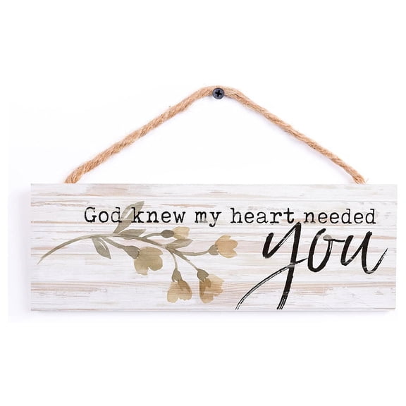 P. Graham Dunn God Knew Heart Needed You Whitewash 10 x 3.5 Inch Pine Wood Slat Hanging Wall Sign