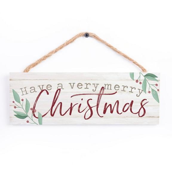 P. Graham Dunn Have A Verry Merry Christmas Rosy Red 10 x 3.3 Pine Wood Christmas String Sign