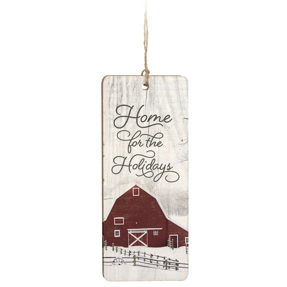 P. Graham Dunn Home for The Holidays Red Barn Design Stressed 4 Inch Wood Hanging Ornament