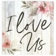 thumbnail image 1 of P. Graham Dunn I Love Us Script Floral Whitewash 3.5 x 3.5 Inch Pine Wood Tabletop Block Sign, 1 of 5