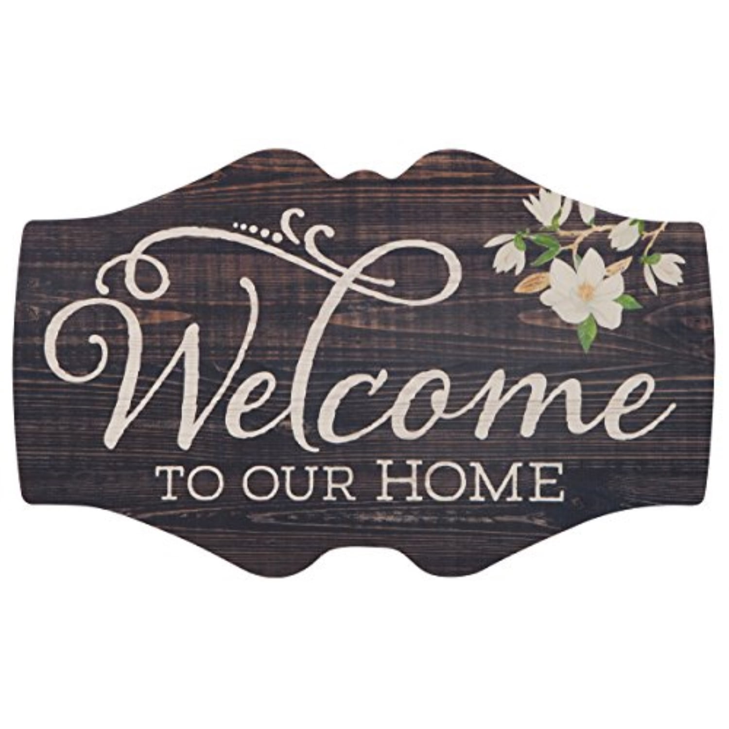 Vintage Dark Brown Wood Welcome Wall Plaque
