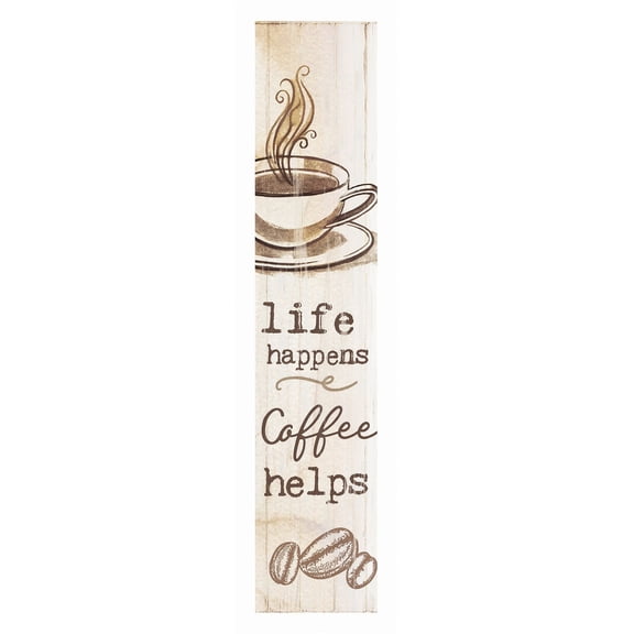 P. Graham Dunn Life Happens Coffee Helps Whitewash 7.25 x 1.5 Inch Wood Vertical Tabletop Block Sign