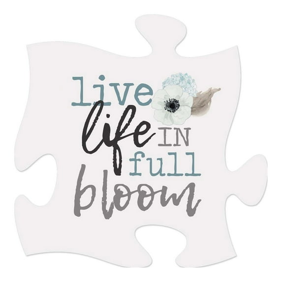 P. Graham Dunn Live Life in Full Bloom Floral 6 x 6 Wood Decorative Mini Puzzle Piece Plaque