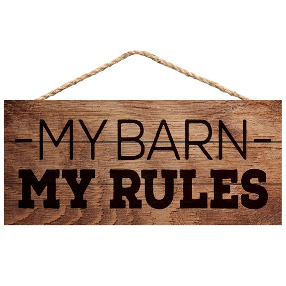 P. Graham Dunn My Barn My Rules Natural 10 x 4.5 Wood Wall Hanging Plaque Sign