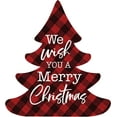 thumbnail image 1 of P. Graham Dunn We Wish You A Merry Christmas Red Plaid 3.5 x 3.194 Pine Wood Christmas Shape Sign, 1 of 6