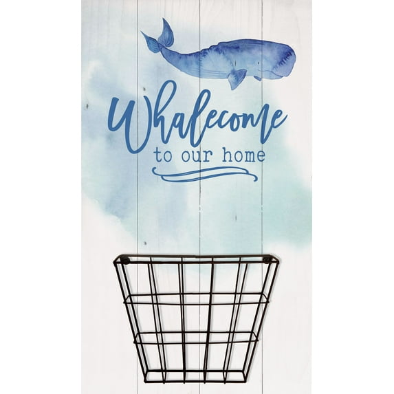 P. Graham Dunn Whalecome to Our Home Nautical Blue 20 x 11 Wood Decorative Functional Sign