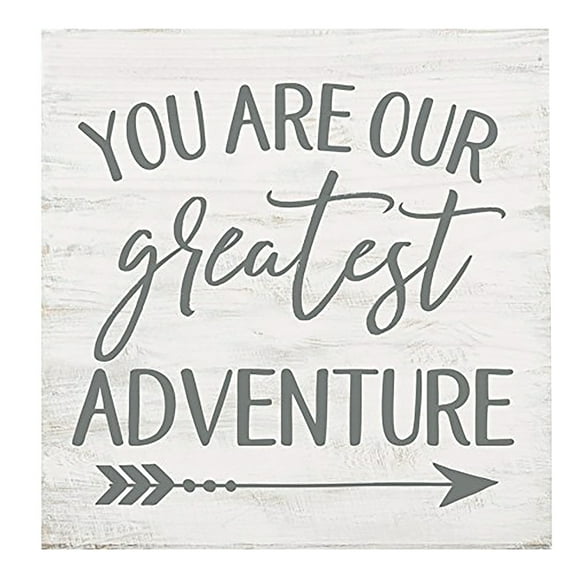 P. Graham Dunn You are Our Greatest Adventure Whitewash 5.5 x 5.5 Solid Wood Barnhouse Block Sign