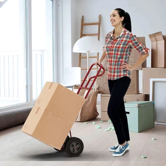 P-Handle Hand Truck with Foldable Load Plate for Warehouse Garage