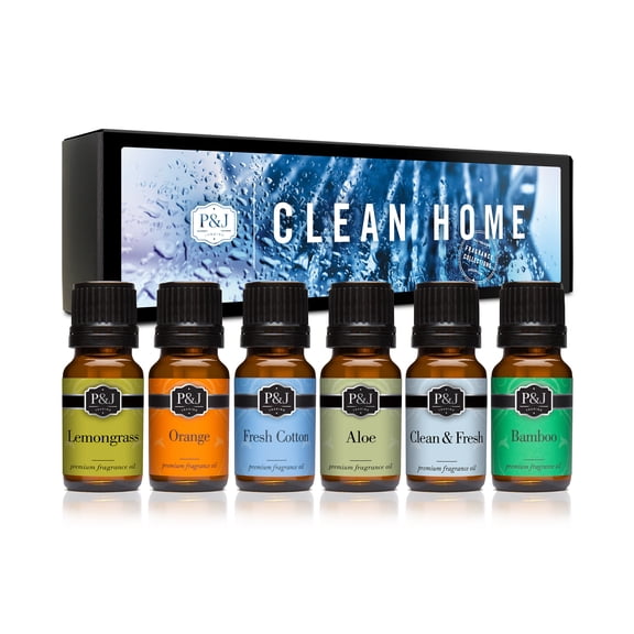 P&J Fragrance Oil | Clean Home Set of 6 - Scented Oil for Soap Making, Diffusers, Candle Making, Lotions, Haircare, Slime, and Home Fragrance