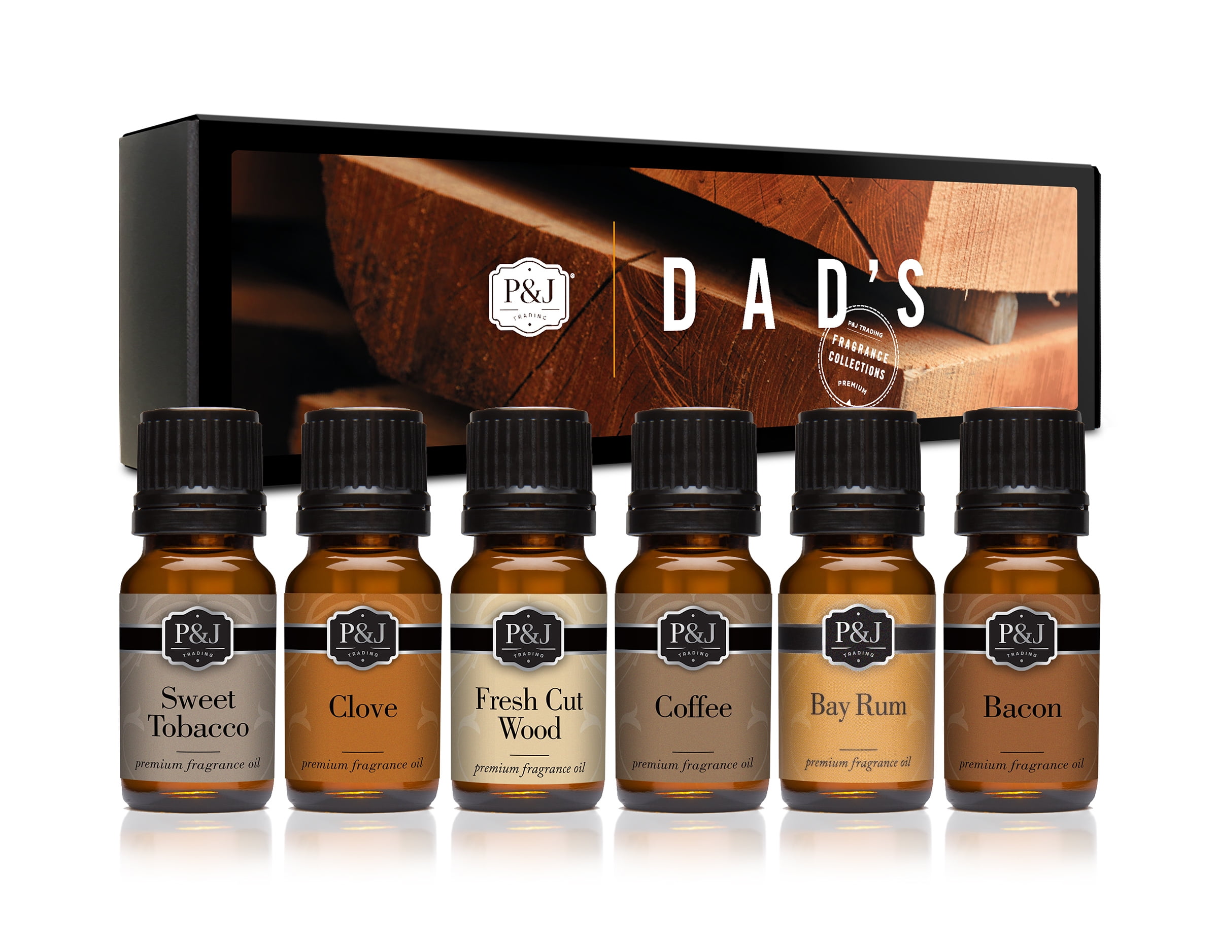 P&J Fragrance Oil  Dad's Set of 6 - Scented Oil for Soap Making,  Diffusers, Candle Making, Lotions, Haircare, Slime, and Home Fragrance 