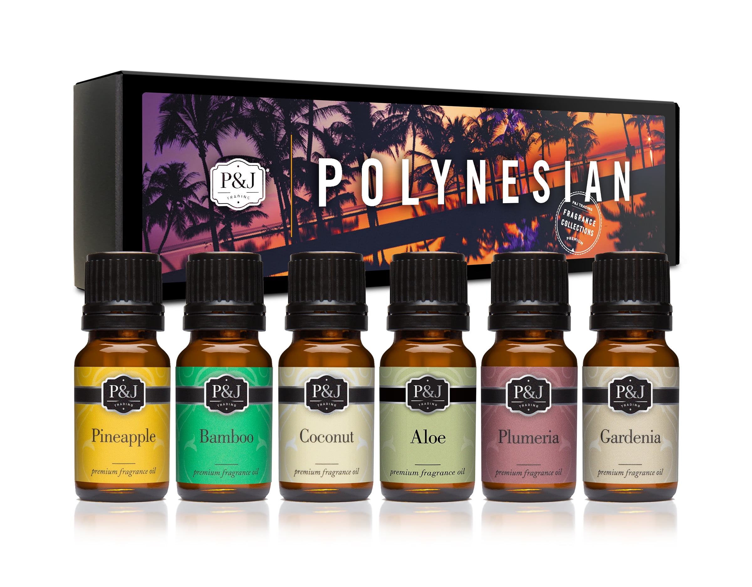 P&j Fragrance Oil Polynesian Set | Plumeria, Aloe, Pineapple, Bamboo, Gardenia, Coconut Candle Scents for Candle Making, Freshie Scents, Soap Making