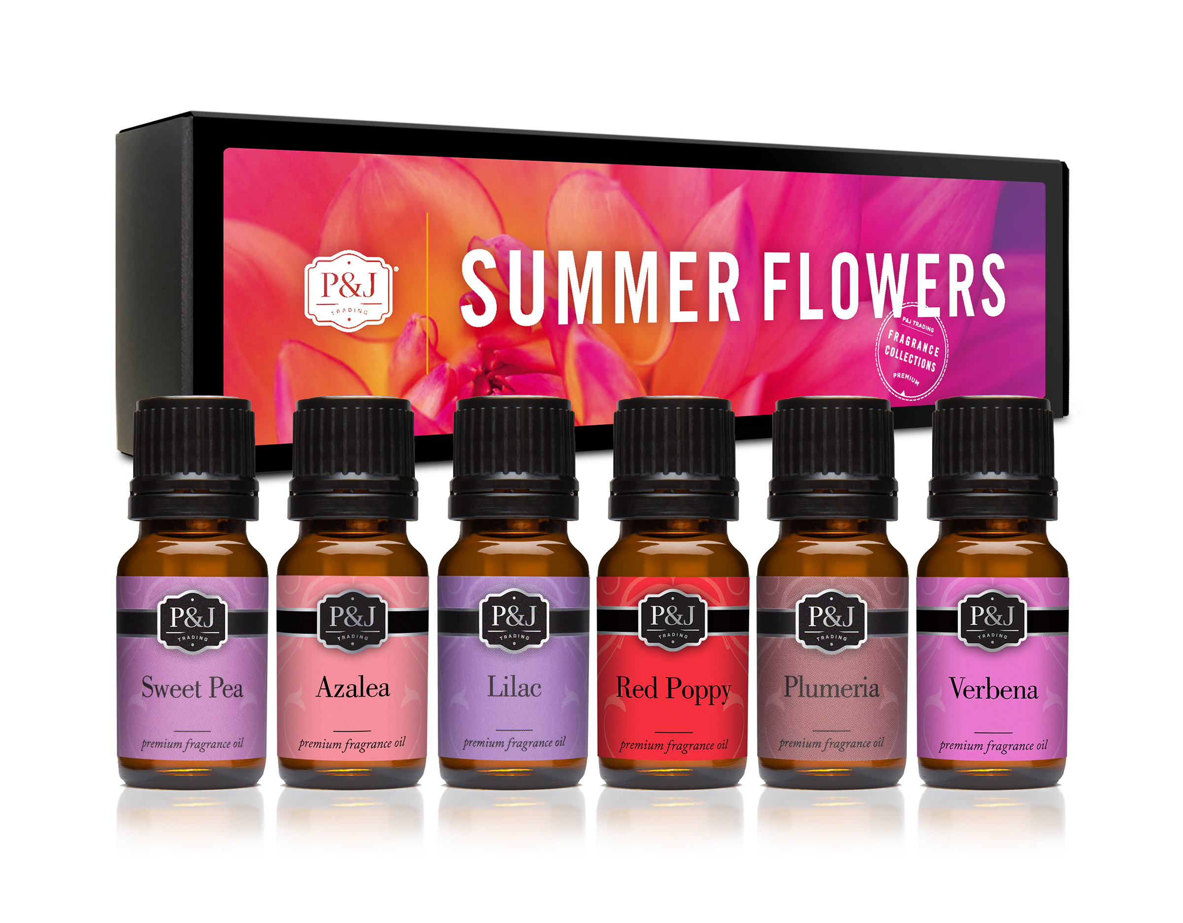 P&j Trading Fragrance Oil | Summer Flowers Set of 6 - Scented Oil for Soap Making, Diffusers, Candle Making, Lotions, Haircare, Slime, and Home