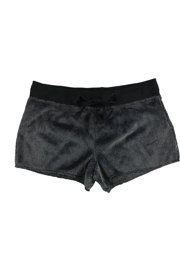 P.J. Salvage Womens 2-Tone Fuzzy Pajama Shorts, Black, X-Small