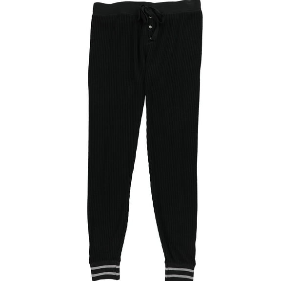 P.J. Salvage Womens 2-Tone Thermal Pajama Jogger Pants, Black, Small